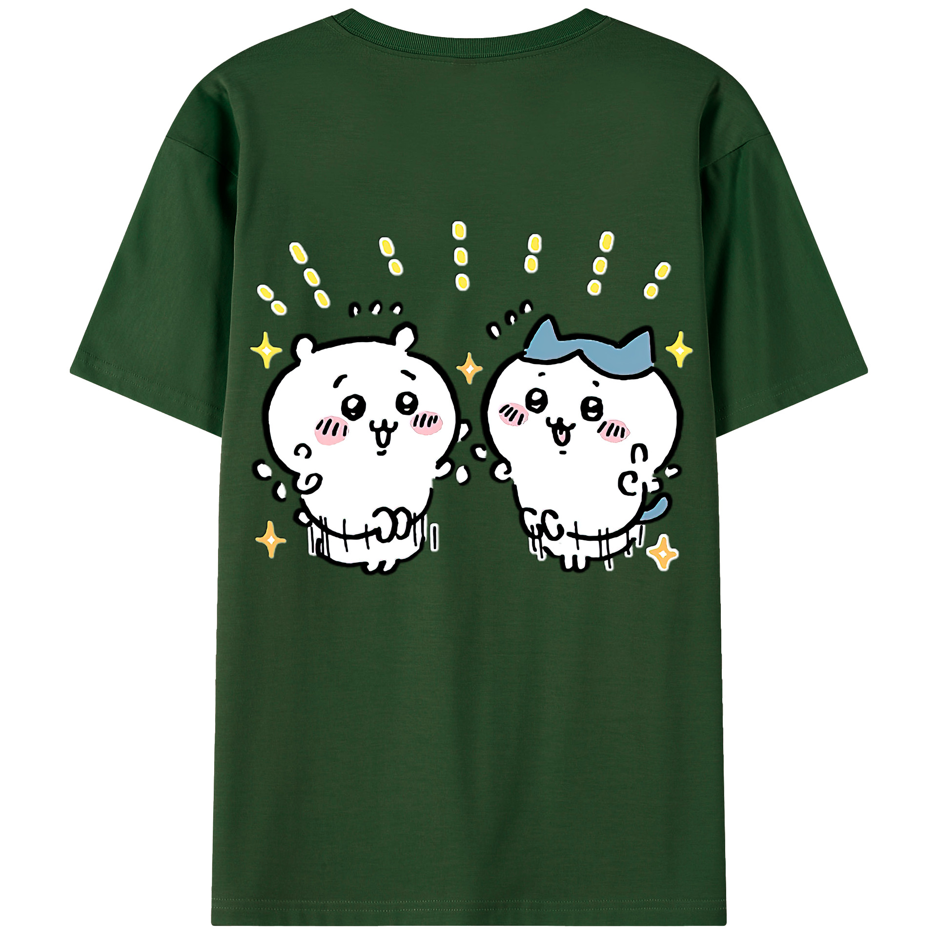 （画像用） ちいかわ ハチワレ Chii-kawa hachiware 綿100％半袖Tシャツ（背面プリント）